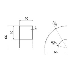 Spoj, naváracie koleno 90°, 40 x 40 mm, brúsená AISI 304 Spoj, naváracie koleno 90°, 40 x 40 mm, brúsená AISI 304